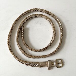 H&M Champagne Metallic Braided Skinny Belt S/M